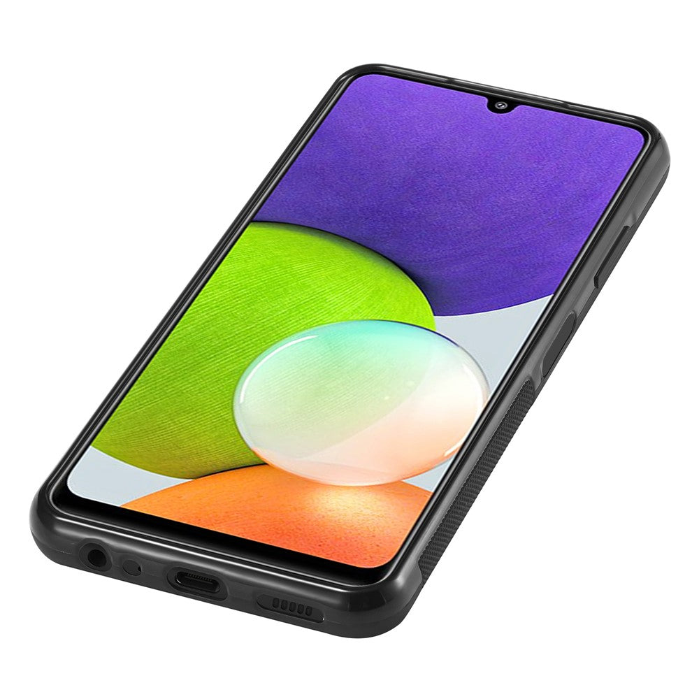 Galaxy A22 5G Stoßfeste Hülle - Carbonfaser-Optik – PU-Leder & TPU