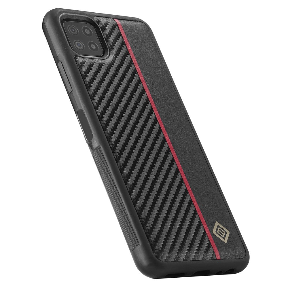 Galaxy A22 5G Stoßfeste Hülle - Carbonfaser-Optik – PU-Leder & TPU
