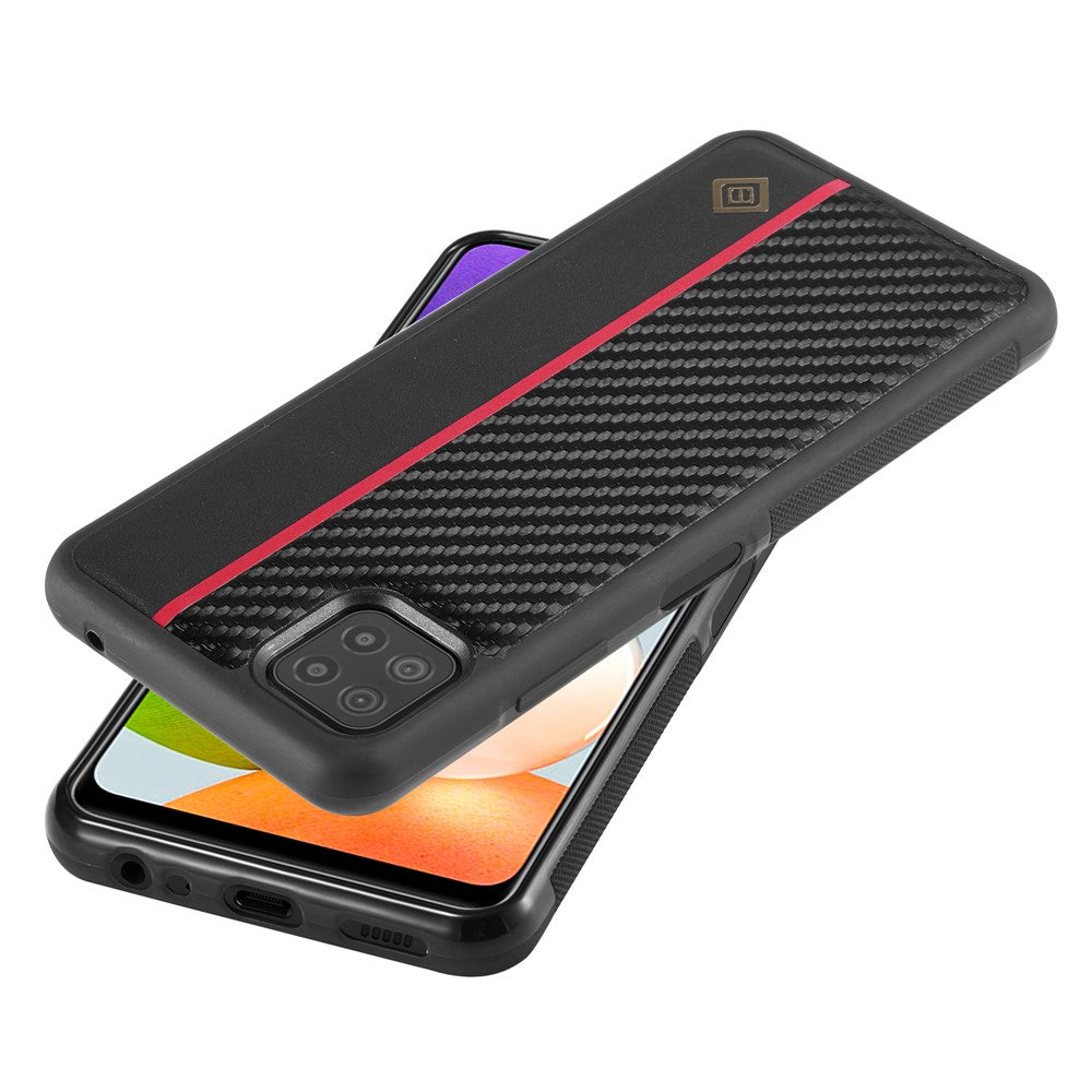 Galaxy A22 5G Stoßfeste Hülle - Carbonfaser-Optik – PU-Leder & TPU