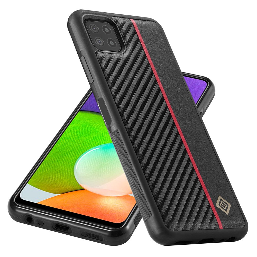 Galaxy A22 5G Stoßfeste Hülle - Carbonfaser-Optik – PU-Leder & TPU