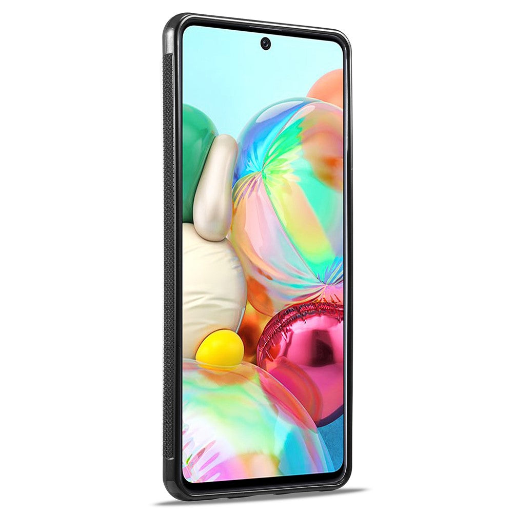 Galaxy A71 4G SM-A715 Stoßfeste Hülle - Carbonfaser-Optik – PU-Leder & TPU