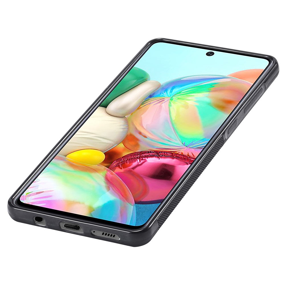 Galaxy A71 4G SM-A715 Stoßfeste Hülle - Carbonfaser-Optik – PU-Leder & TPU