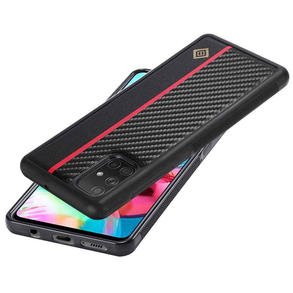 Galaxy A71 4G SM-A715 Stoßfeste Hülle - Carbonfaser-Optik – PU-Leder & TPU