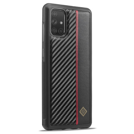 Galaxy A51 4G SM-A515 Stoßfeste Hülle - Carbonfaser-Optik – PU-Leder & TPU