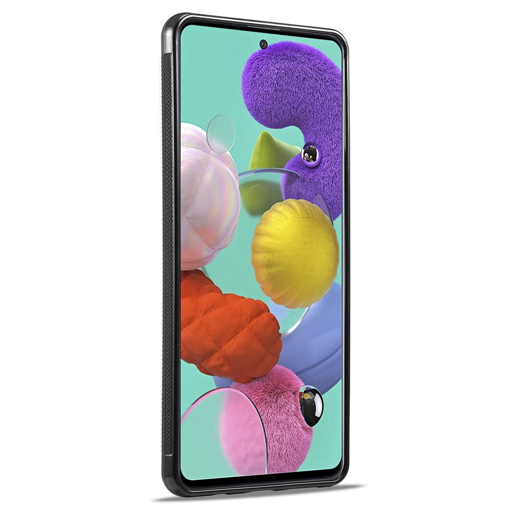Galaxy A51 4G SM-A515 Stoßfeste Hülle - Carbonfaser-Optik – PU-Leder & TPU