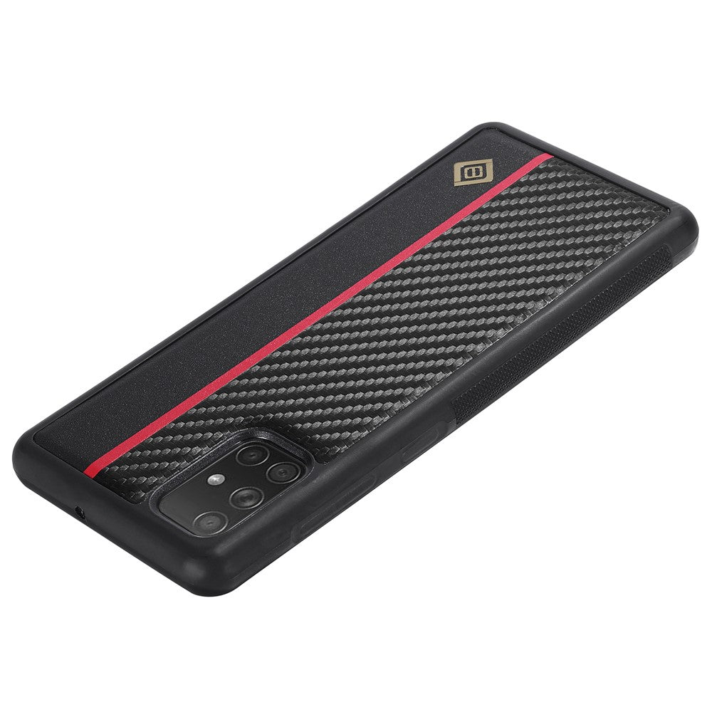 Galaxy A51 4G SM-A515 Stoßfeste Hülle - Carbonfaser-Optik – PU-Leder & TPU
