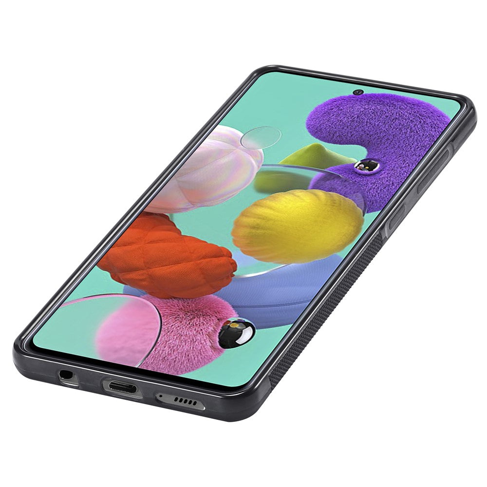 Galaxy A51 4G SM-A515 Stoßfeste Hülle - Carbonfaser-Optik – PU-Leder & TPU