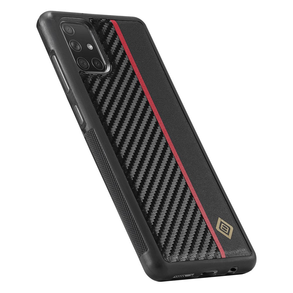 Galaxy A51 4G SM-A515 Stoßfeste Hülle - Carbonfaser-Optik – PU-Leder & TPU