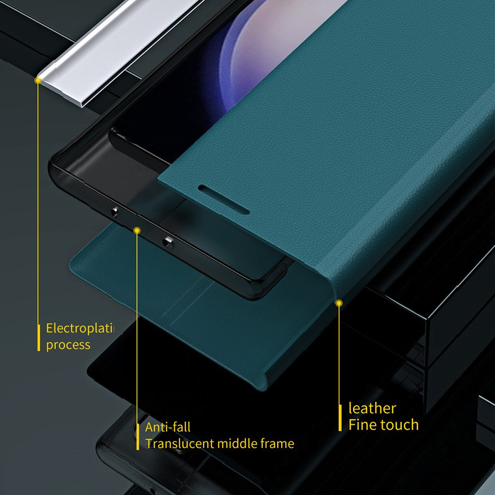 Galaxy S23 FE Klappbare Hülle – elegant, stoßfest, mit Ständer & galvanisierter Oberfläche