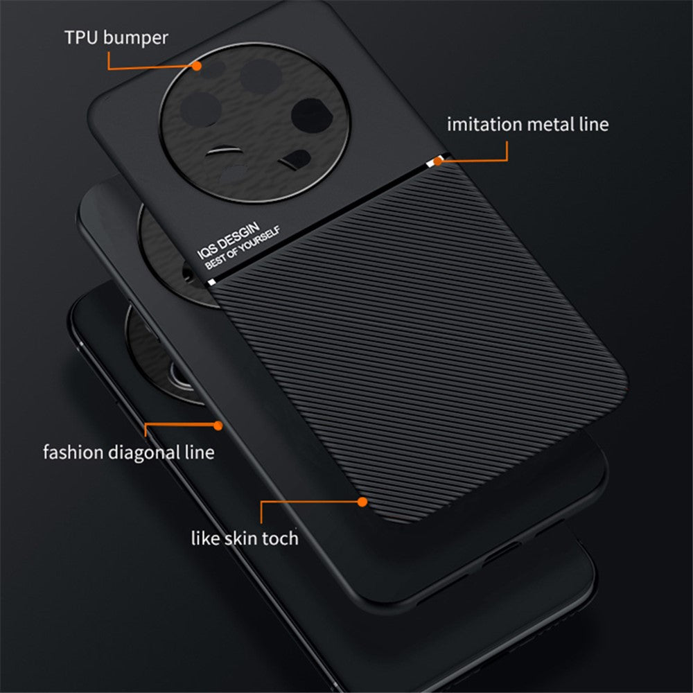 For Xiaomi 13 Ultra Lines Imprinted PU Leather+TPU Case Magnetic Car Holder Phone Cover