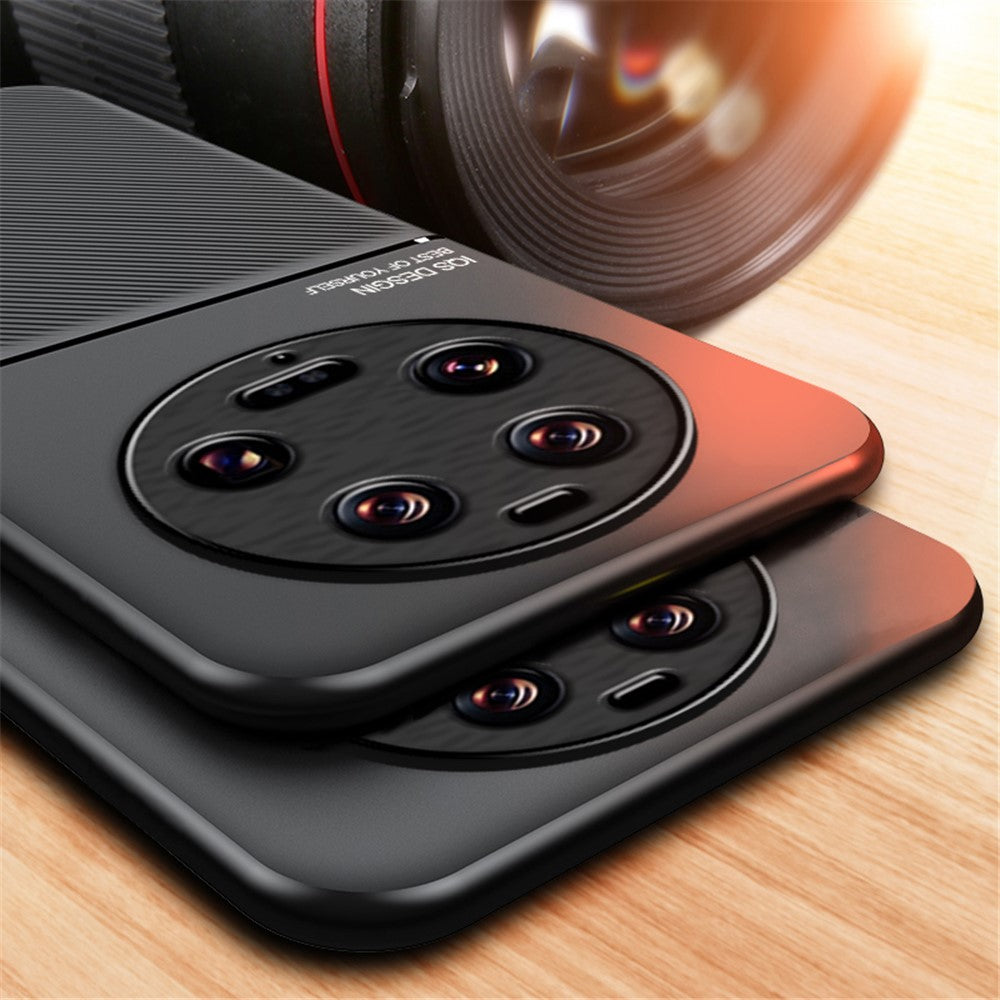 For Xiaomi 13 Ultra Lines Imprinted PU Leather+TPU Case Magnetic Car Holder Phone Cover