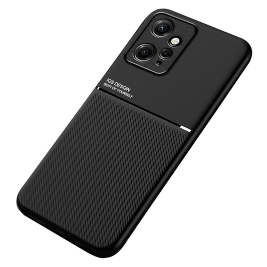 Xiaomi Redmi Note 12 4G Handyhülle – Magnetische Kfz- mit Linien-Aufdruck aus PU-Leder und TPU-Abdeckung