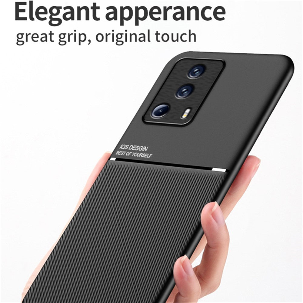 Lines Imprinted Phone Case for Xiaomi 13 Lite / Civi 2 5G , Magnetic Car Mount Leather+TPU Phone Cover