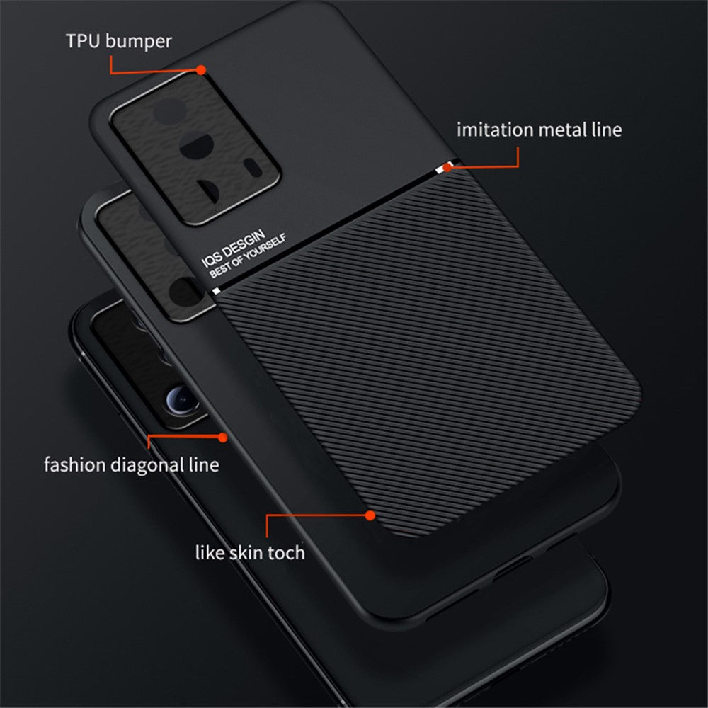 Lines Imprinted Phone Case for Xiaomi 13 Lite / Civi 2 5G , Magnetic Car Mount Leather+TPU Phone Cover