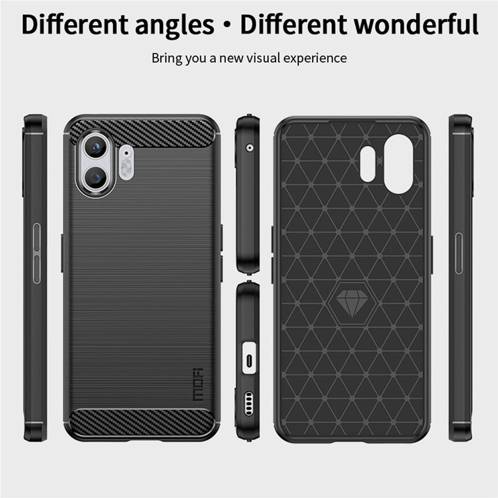 MOFI JK TPU Series-1 for Nothing Phone (2) Carbon Fiber Texture Brushed Cover TPU Anti-scratch Phone Case