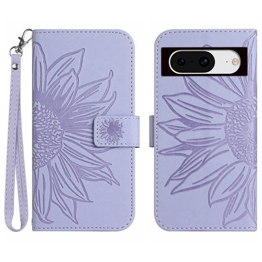 Pixel 8 Wallet-Hülle – Sonnenblume aufgedruckt, mit Ständer & Riemen