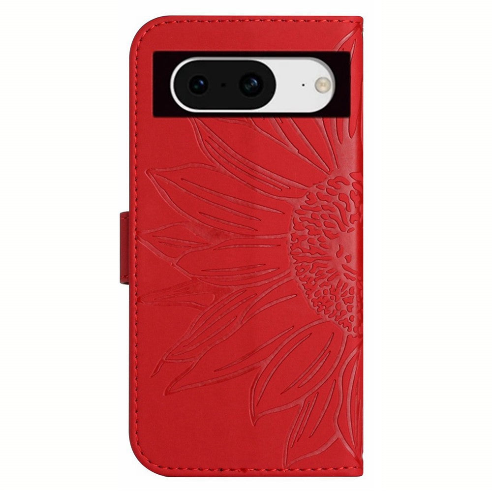 Pixel 8 Wallet-Hülle – Sonnenblume aufgedruckt, mit Ständer & Riemen