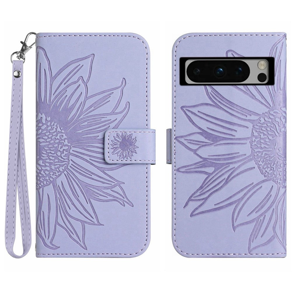 Pixel 8 Pro Wallet-Hülle – Sonnenblume aufgedruckt, mit Ständer & Riemen
