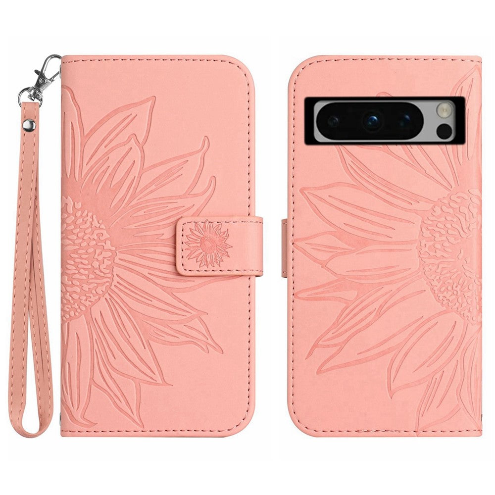 Pixel 8 Pro Wallet-Hülle – Sonnenblume aufgedruckt, mit Ständer & Riemen