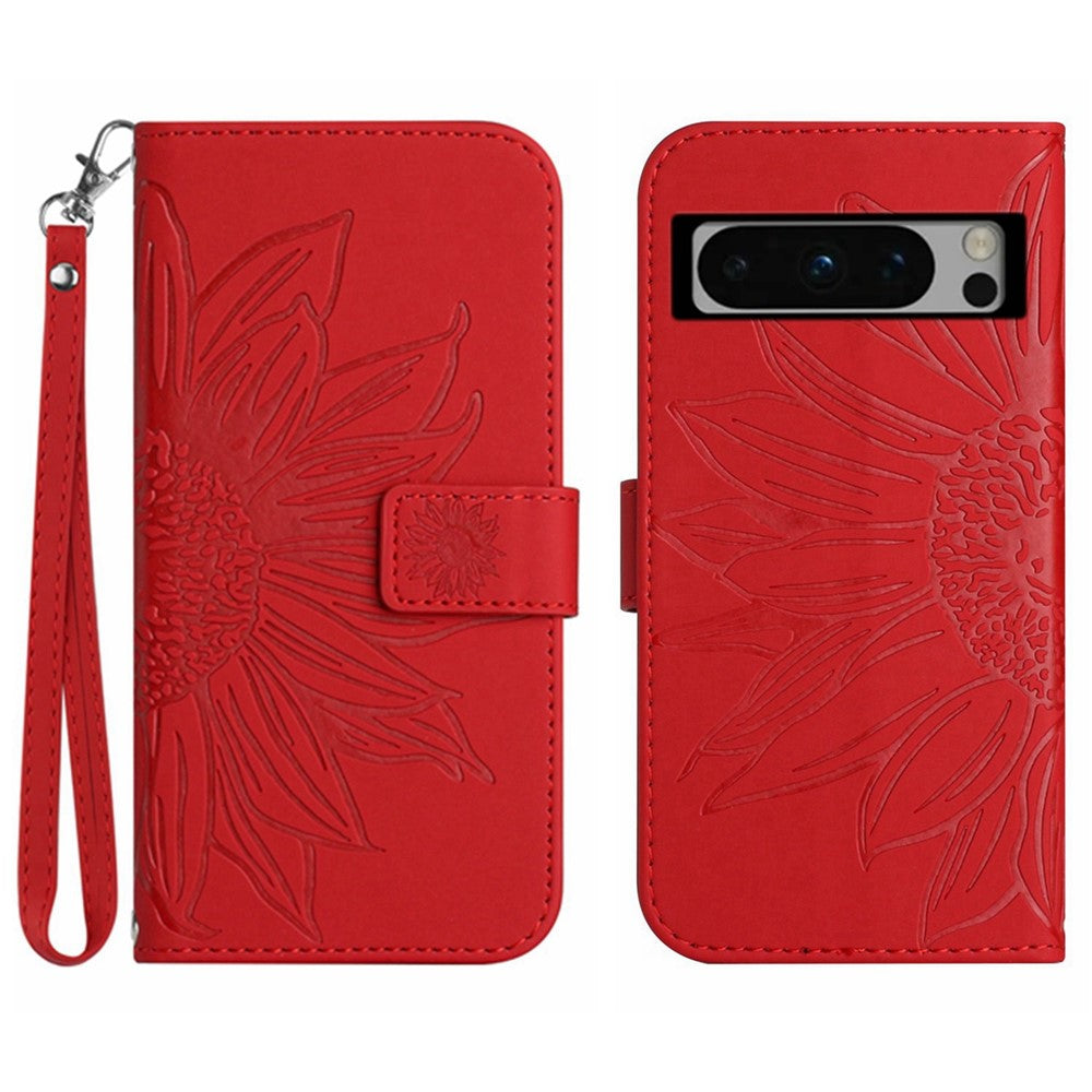 Pixel 8 Pro Wallet-Hülle – Sonnenblume aufgedruckt, mit Ständer & Riemen