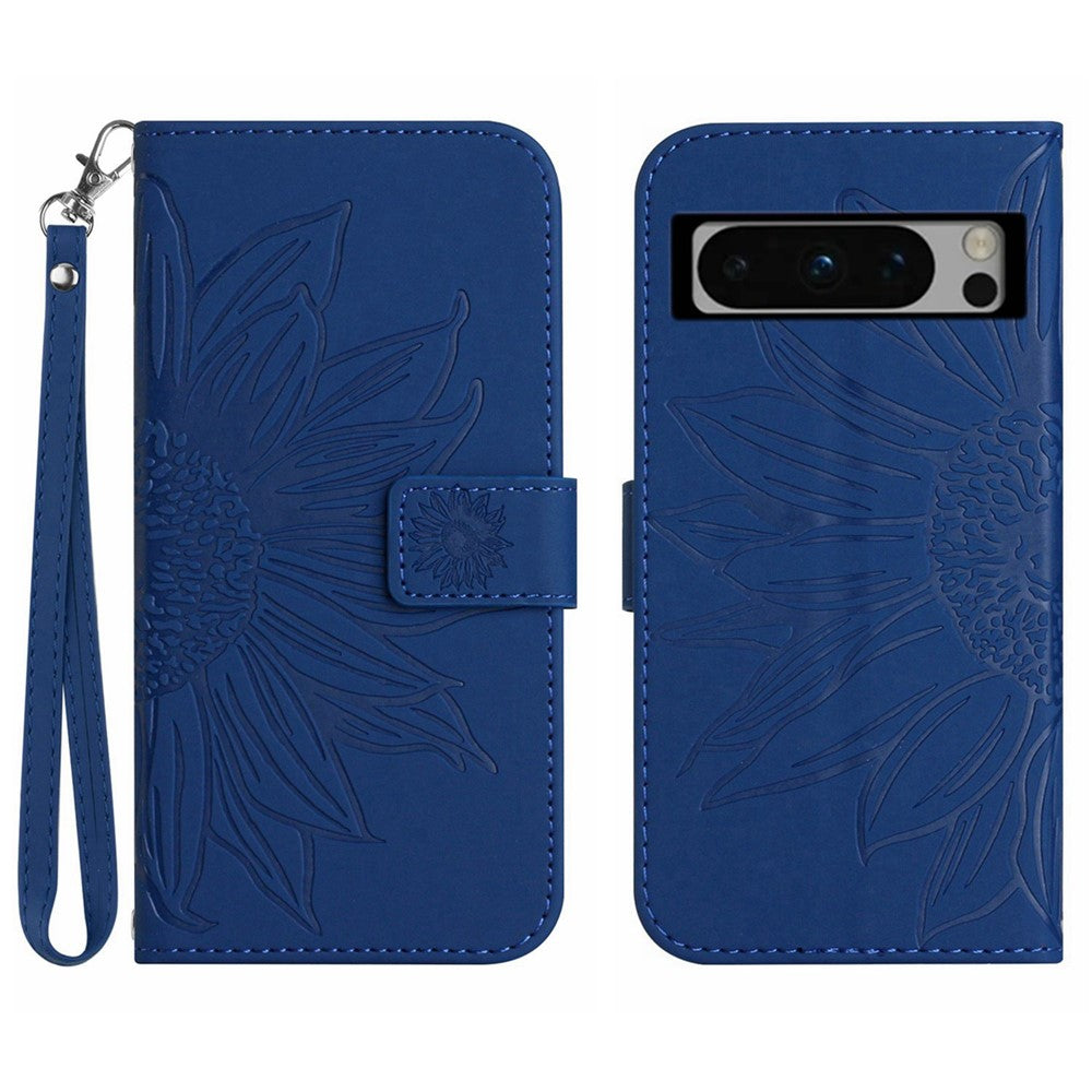 Pixel 8 Pro Wallet-Hülle – Sonnenblume aufgedruckt, mit Ständer & Riemen