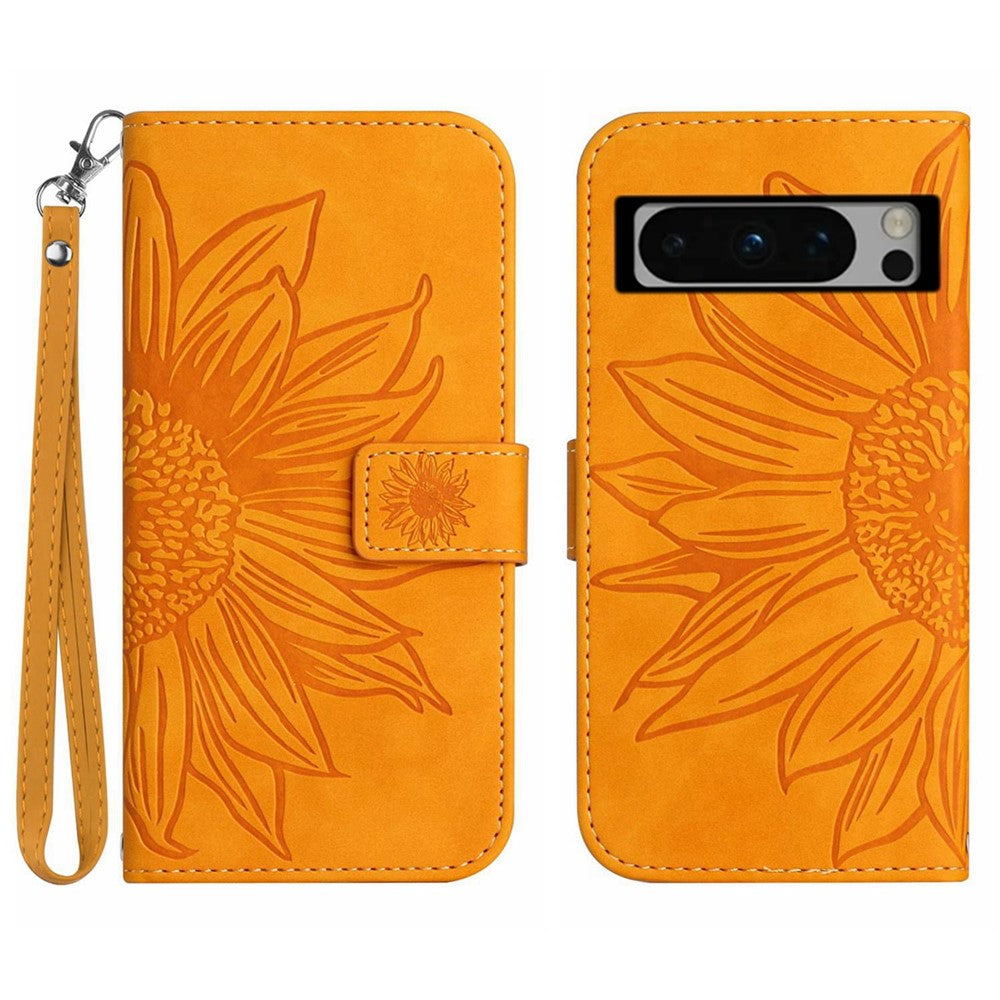 Pixel 8 Pro Wallet-Hülle – Sonnenblume aufgedruckt, mit Ständer & Riemen