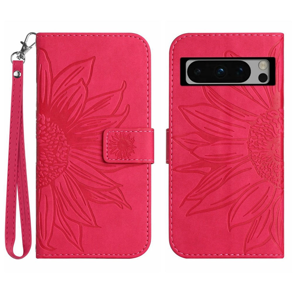 Pixel 8 Pro Wallet-Hülle – Sonnenblume aufgedruckt, mit Ständer & Riemen