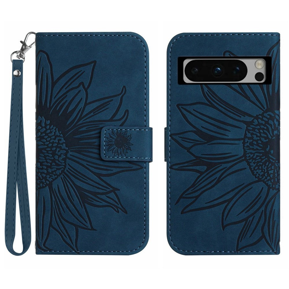 Pixel 8 Pro Wallet-Hülle – Sonnenblume aufgedruckt, mit Ständer & Riemen