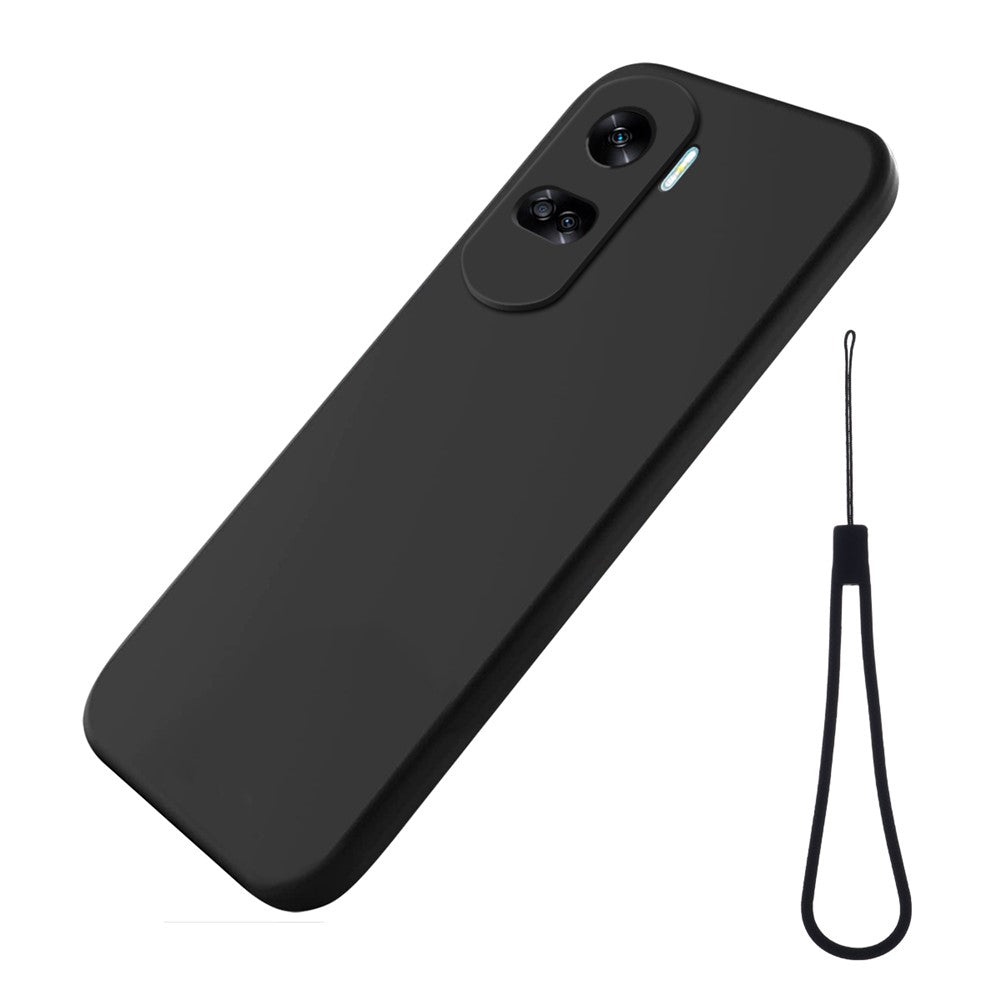 For Honor 90 Lite 5G / X50i 5G Liquid Silicone Phone Case Soft Lining Shockproof Cover with Strap