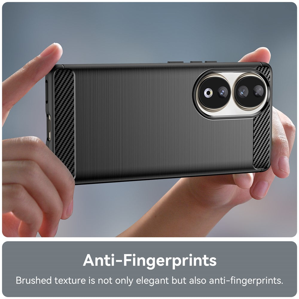 Carbon Fiber Texture Brushed Phone Case for Honor 90 , Flexible TPU Slim Phone Cover