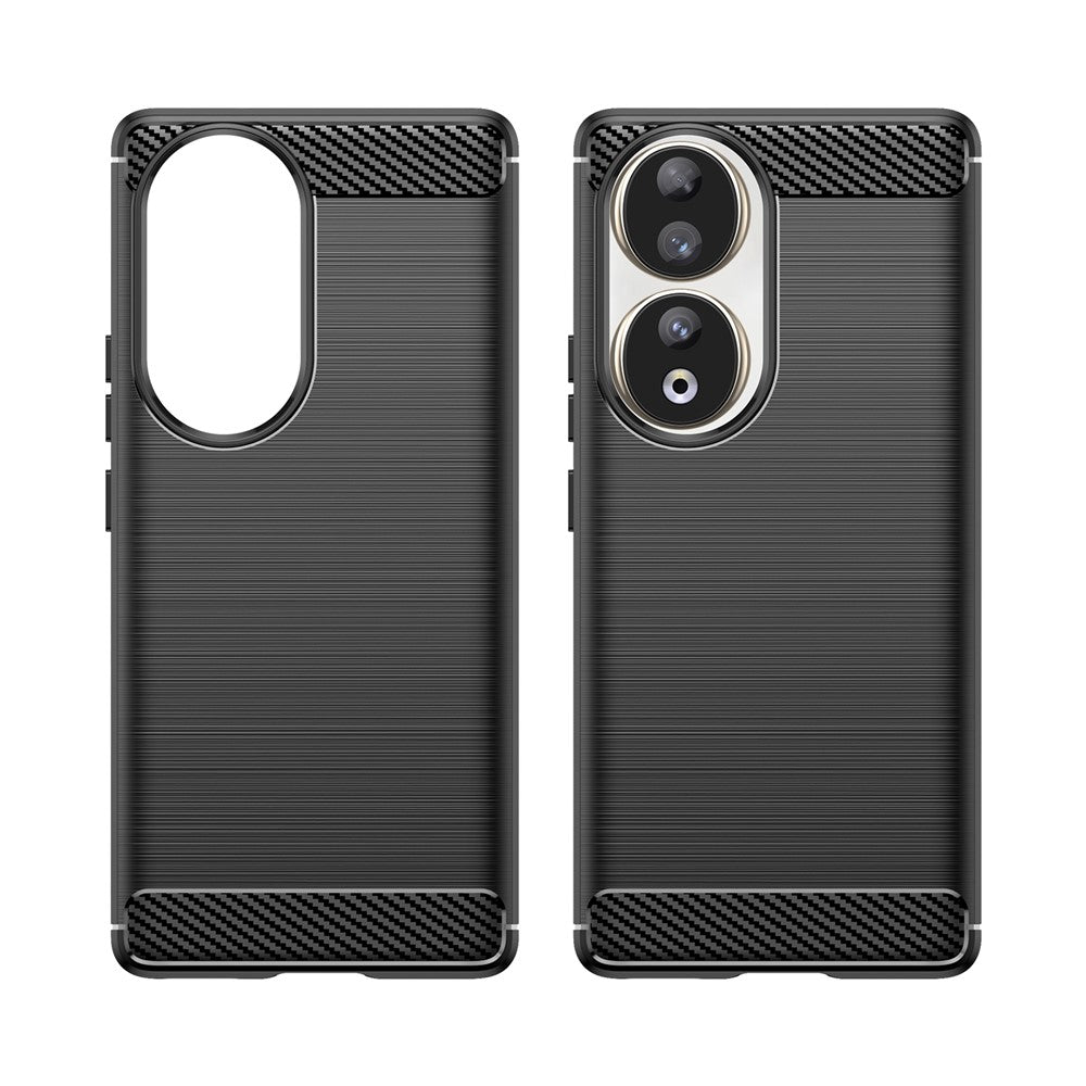 Carbon Fiber Texture Brushed Phone Case for Honor 90 , Flexible TPU Slim Phone Cover