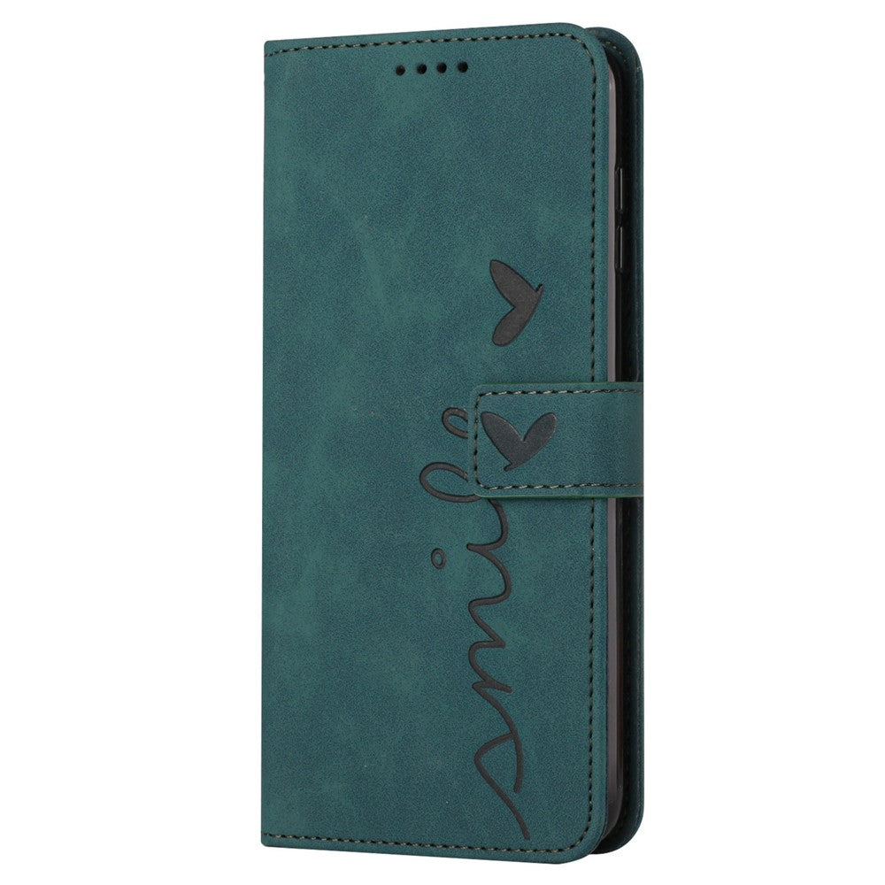 For Xiaomi Redmi 12 4G Leather Wallet Stand Cover Heart Imprinted Magnetic Clasp Phone Case