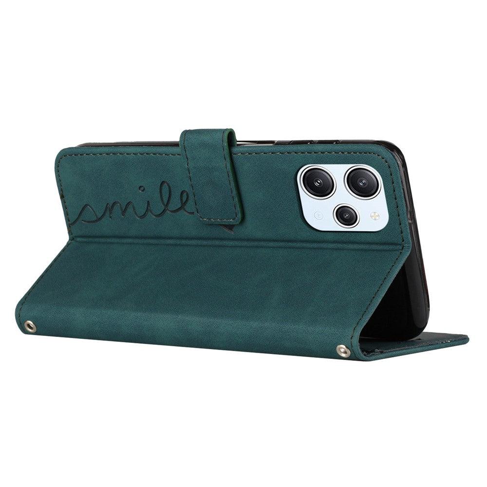 For Xiaomi Redmi 12 4G Leather Wallet Stand Cover Heart Imprinted Magnetic Clasp Phone Case