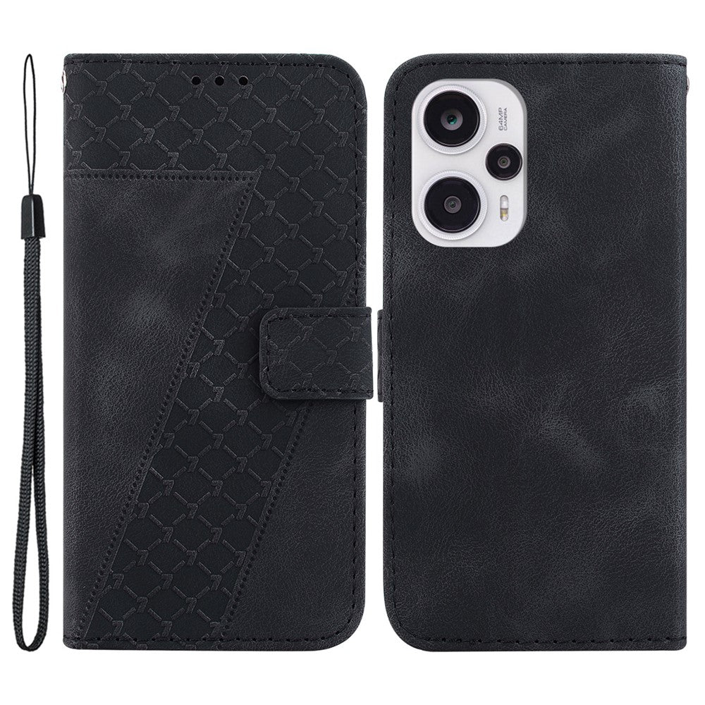 For Xiaomi Poco F5 5G / Redmi Note 12 Turbo PU Leather 7-Shape Imprinted Phone Cover Wallet Stand Case