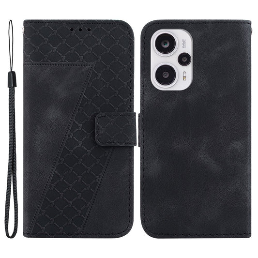 For Xiaomi Poco F5 5G / Redmi Note 12 Turbo PU Leather 7-Shape Imprinted Phone Cover Wallet Stand Case