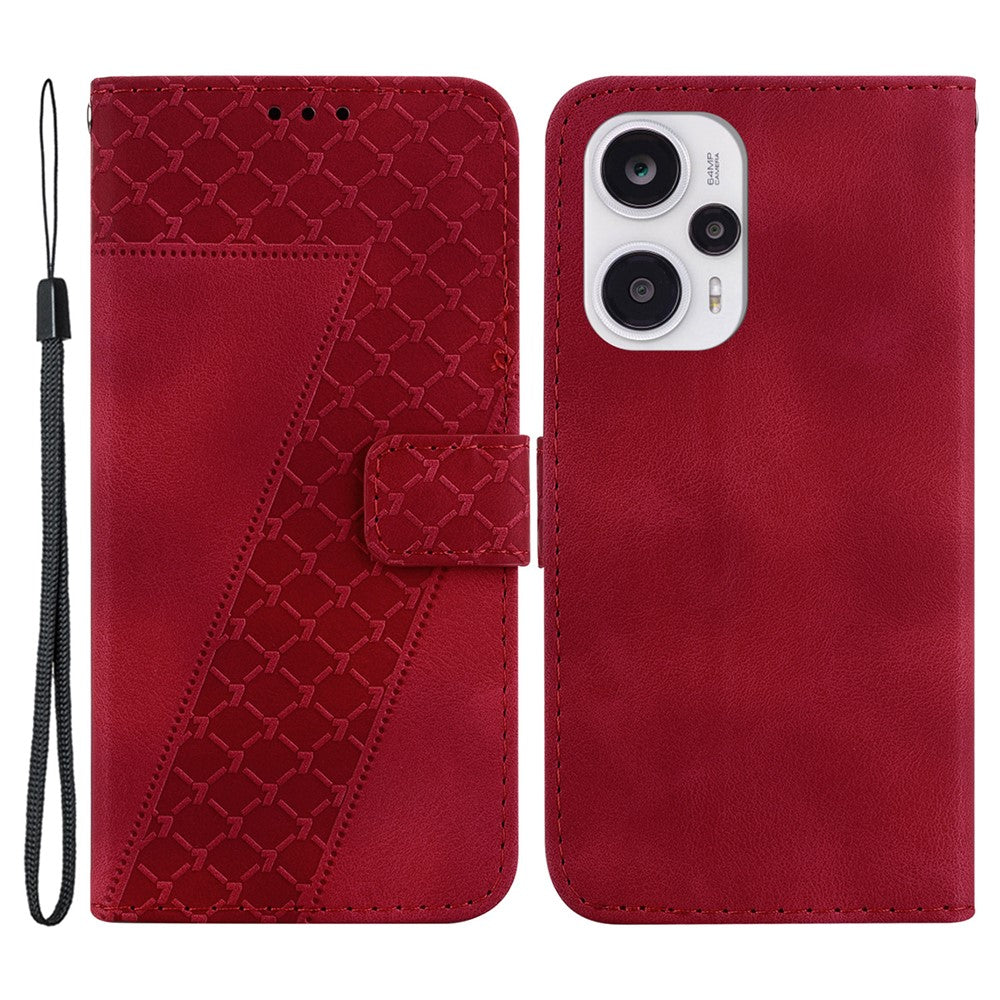 For Xiaomi Poco F5 5G / Redmi Note 12 Turbo PU Leather 7-Shape Imprinted Phone Cover Wallet Stand Case