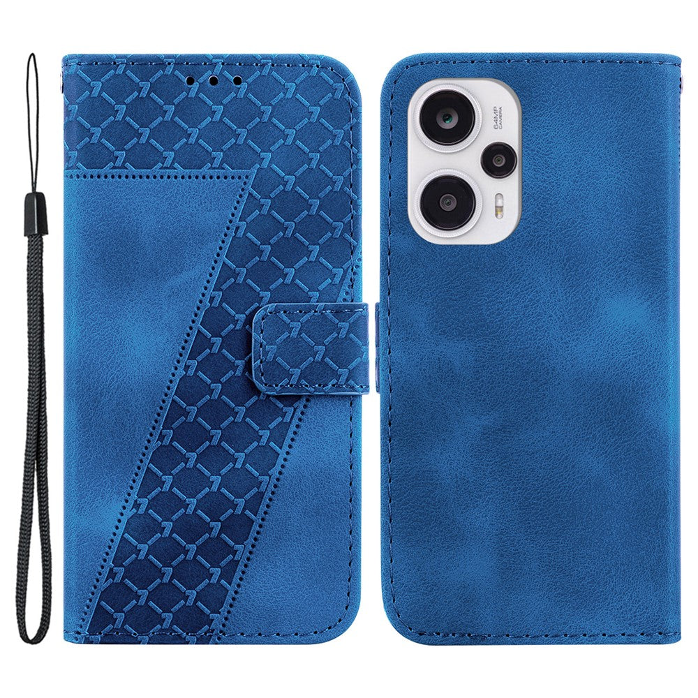 For Xiaomi Poco F5 5G / Redmi Note 12 Turbo PU Leather 7-Shape Imprinted Phone Cover Wallet Stand Case