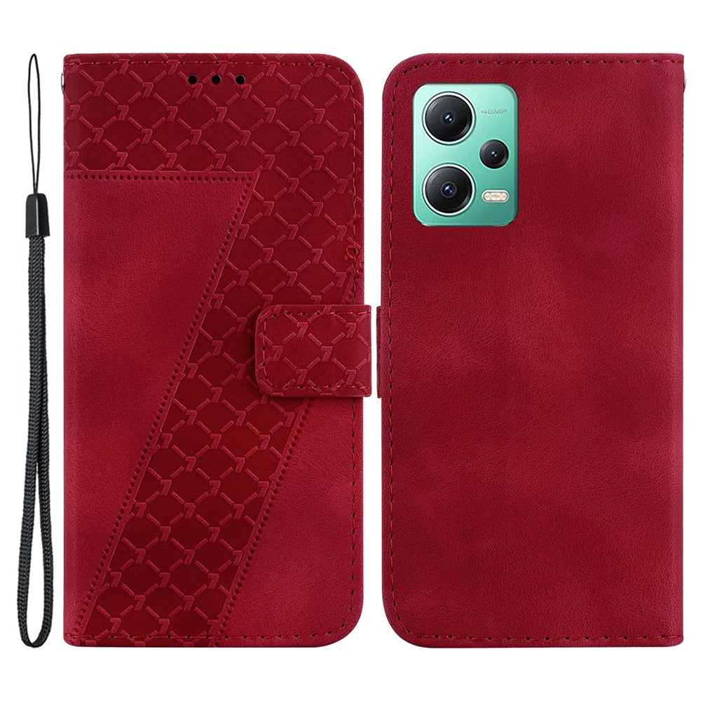 PU Leather Shell for Xiaomi Redmi Note 12 5G (China) / (India) / (Global) / Poco X5 5G 7-Shape Imprinted Wallet Stand Phone Case