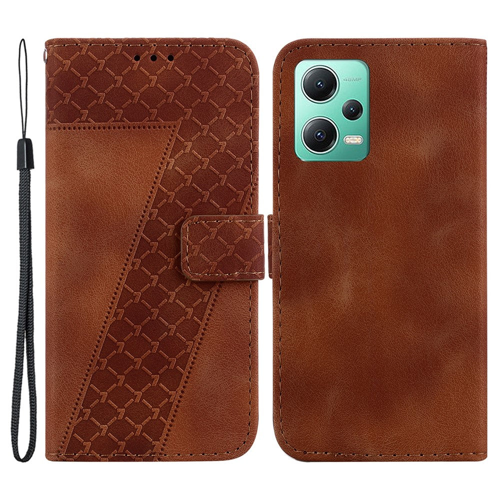 PU Leather Shell for Xiaomi Redmi Note 12 5G (China) / (India) / (Global) / Poco X5 5G 7-Shape Imprinted Wallet Stand Phone Case