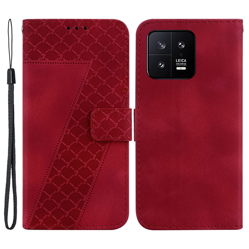 Anti-Scratch Cover for Xiaomi 13 , PU Leather Case Stand Imprinted Wallet Phone Shell
