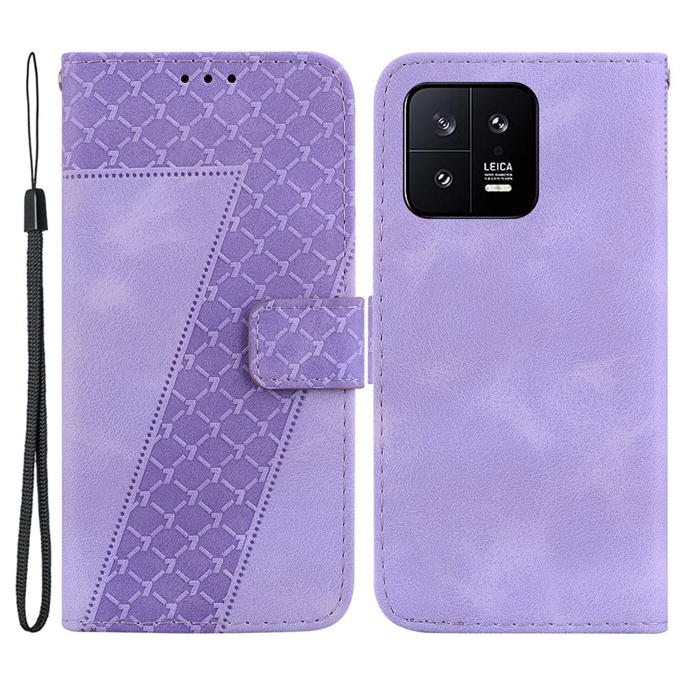 Anti-Scratch Cover for Xiaomi 13 , PU Leather Case Stand Imprinted Wallet Phone Shell