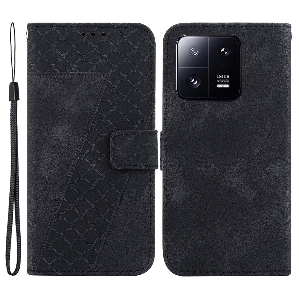 PU Leather Phone Case for Xiaomi 13 Pro 5G 7-Shape Imprinted Wallet Stand Cover