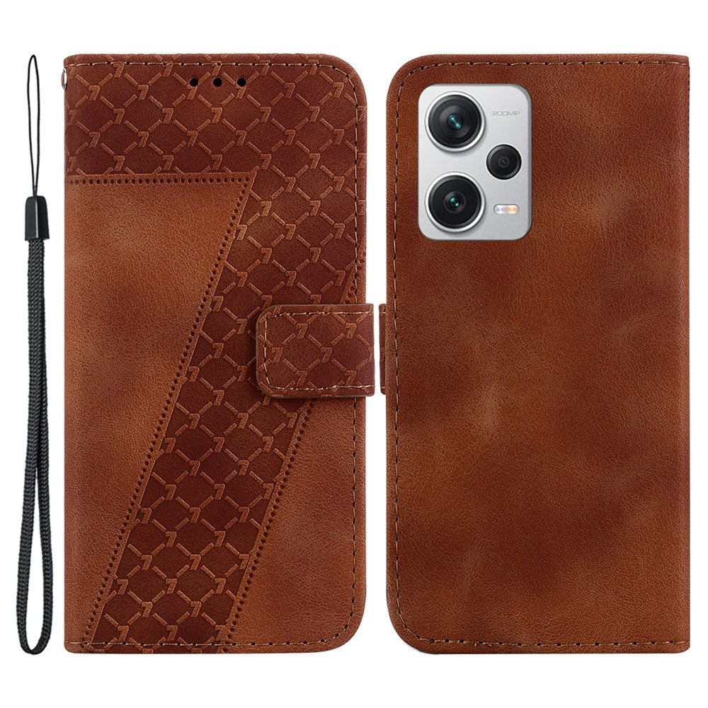 For Xiaomi Redmi Note 12 Pro+ 5G 7-Shape Imprinted Wallet Stand Phone Case Anti-fall Leather Shell
