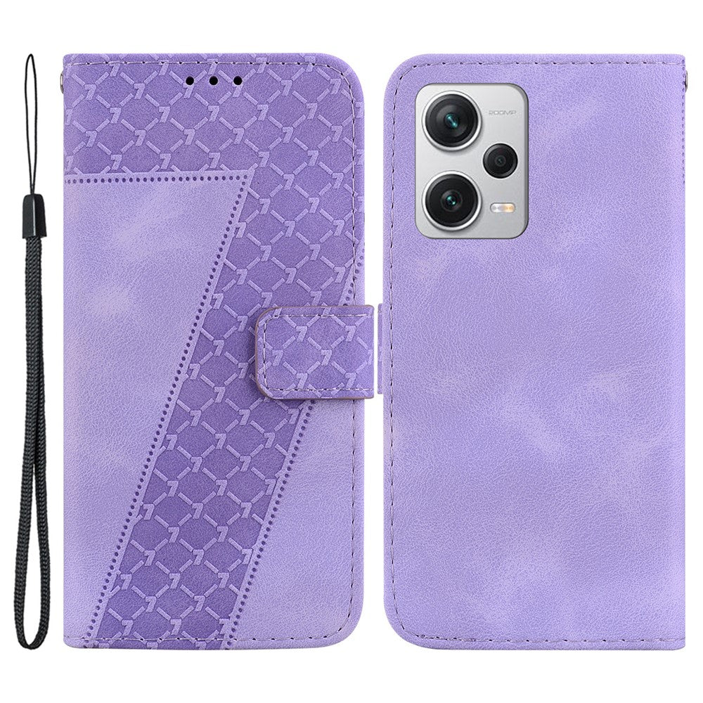 For Xiaomi Redmi Note 12 Pro+ 5G 7-Shape Imprinted Wallet Stand Phone Case Anti-fall Leather Shell