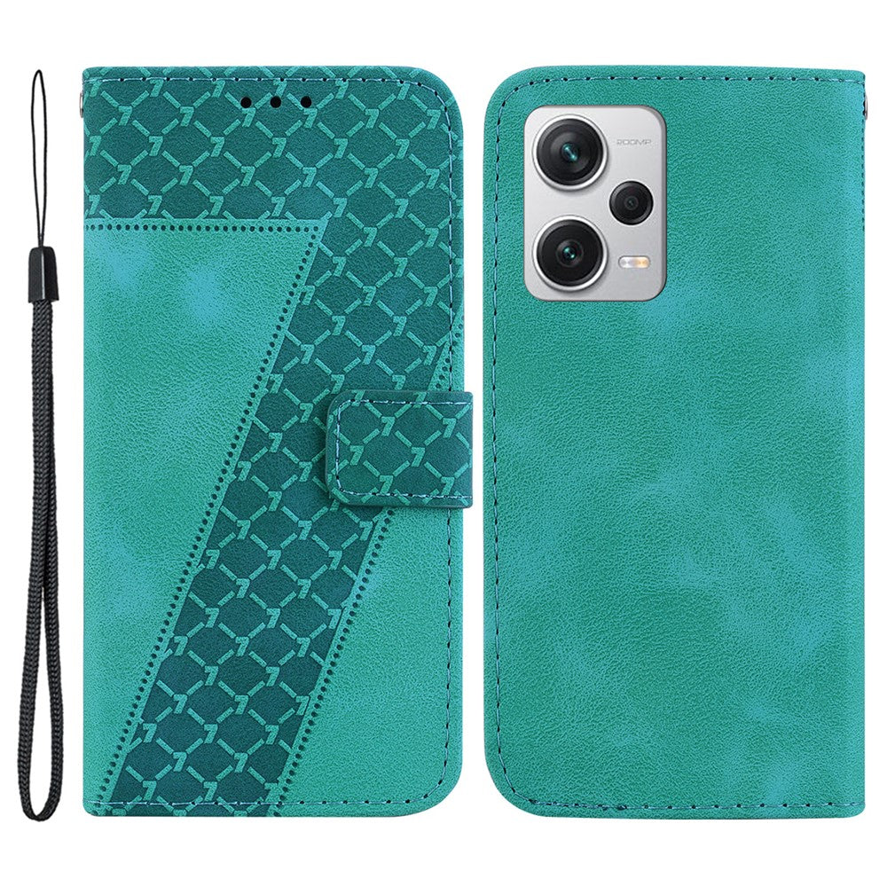 For Xiaomi Redmi Note 12 Pro+ 5G 7-Shape Imprinted Wallet Stand Phone Case Anti-fall Leather Shell