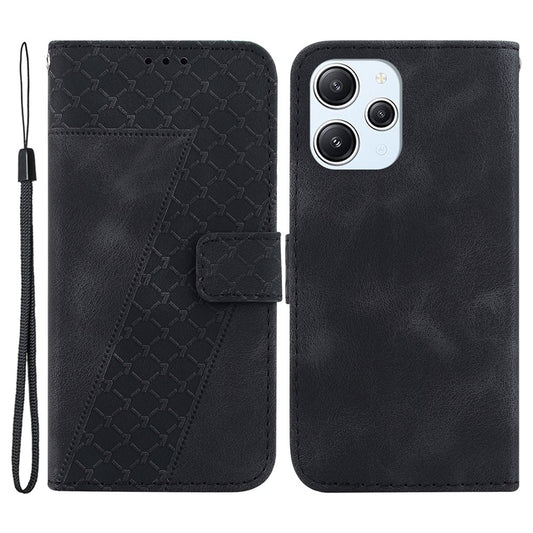 For Xiaomi Redmi 12 4G 7-Shape Imprinted Leather Cell Phone Case Protective Wallet Stand Cover