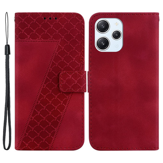 For Xiaomi Redmi 12 4G 7-Shape Imprinted Leather Cell Phone Case Protective Wallet Stand Cover