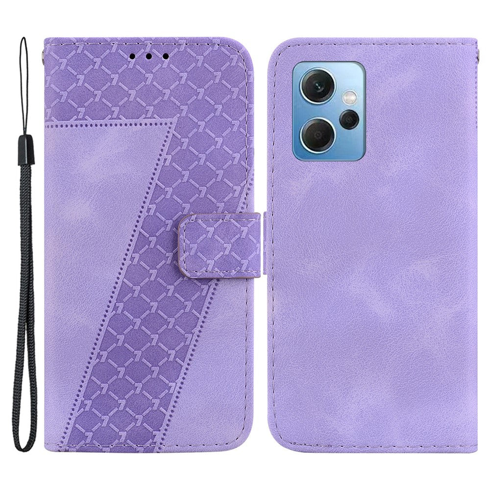 For Xiaomi Redmi Note 12 4G 7-Shape Imprinted Protective Case Leather Wallet Stand Phone Cover