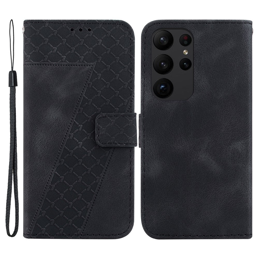 Galaxy S23 Ultra Leder-Wallet-Hülle – Mit Prägung & Ständer