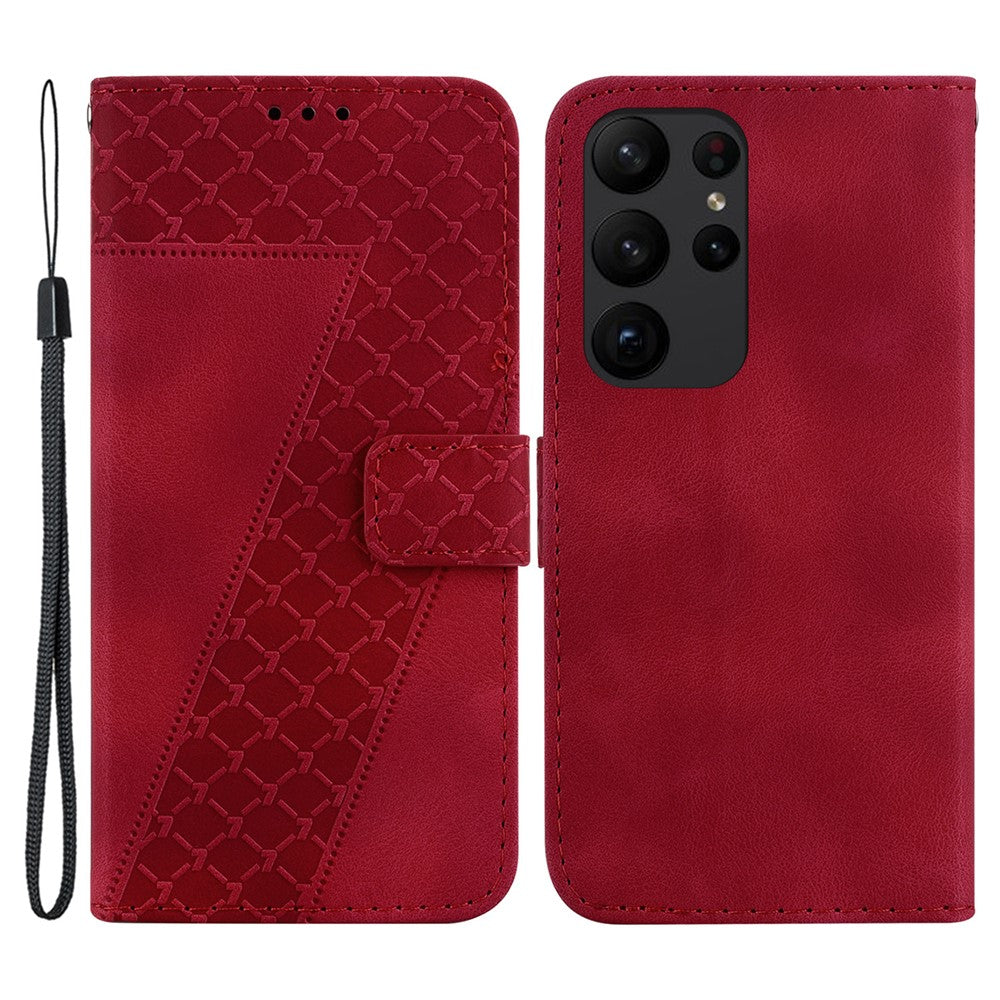 Galaxy S23 Ultra Leder-Wallet-Hülle – Mit Prägung & Ständer